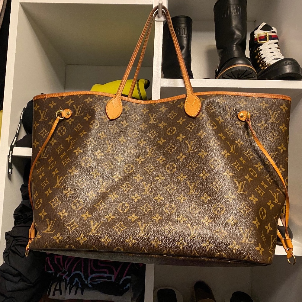 Pre-owned Louis Vuitton Neverfull Monogram Tote GM Brown Canvas